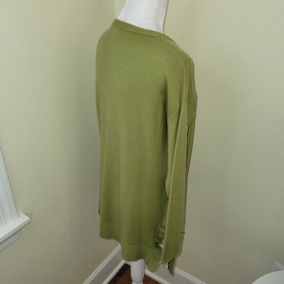 Piccadilly Side Tie Rib Knit 3/4 Sleeve Sweater Top Fern Green Women's Size S - Picture 7 of 15